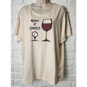 Life is Good Womens Graphic T Shirt Keep It Simple Golf Wine Beige size XXXL